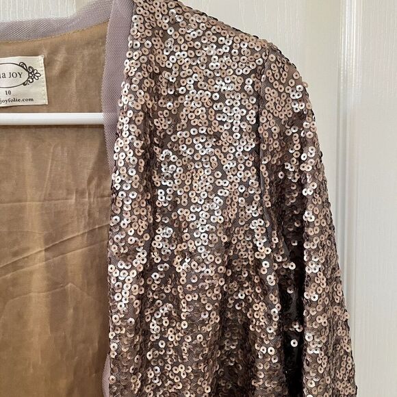 Joyfolie Mia Joy Gold Sequin Livvy Jacket Open Cardigan Girls Size 10 - Picture 9 of 14